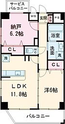 クリスタルコート 4階2LDKの間取り