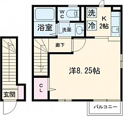 マルグリットＡ 2階1Kの間取り