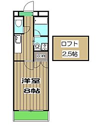 アルファープライズセブン 5階1Kの間取り
