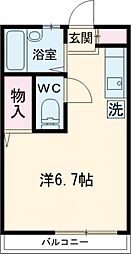 JR南武線 南多摩駅 徒歩8分の賃貸アパート 2階1Kの間取り