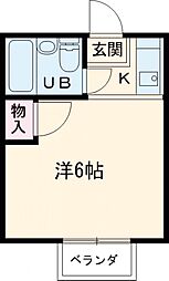 調布ハイムピア 1階1Kの間取り