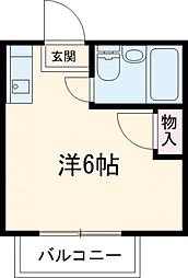 京王線 調布駅 徒歩7分の賃貸アパート 2階ワンルームの間取り