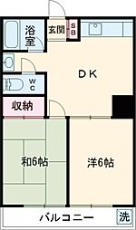 ハイムベヒライン 203 2階2DKの間取り