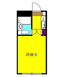 京王線 多磨霊園駅 徒歩6分の賃貸マンション 3階1Kの間取り