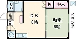 京王線 西調布駅 徒歩5分の賃貸マンション 3階1DKの間取り