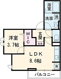 ロワイヤルＭ 3階1LDKの間取り