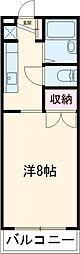 JR中央線 国立駅 徒歩14分の賃貸アパート 2階1Kの間取り