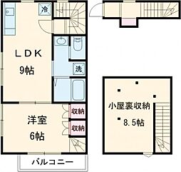 ウエルストン国立 2階1LDKの間取り