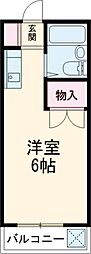 京王線 国領駅 徒歩10分の賃貸アパート 2階ワンルームの間取り