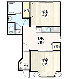 ゼルコヴァ 1階2DKの間取り