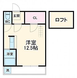 セザンヌ新栄3 2階ワンルームの間取り