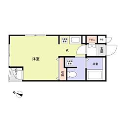 ヴェルデラ・フェーリア 1階1Kの間取り