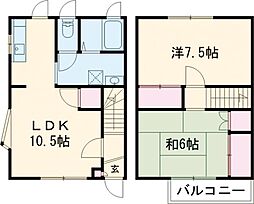 井上テラスハウスＣ 1階2LDKの間取り