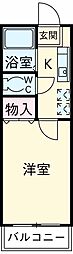 フォアグレイス 2階1Kの間取り