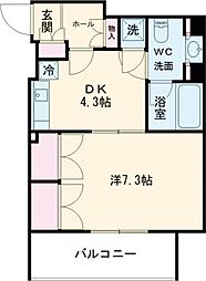ＡＸＡＳ立川ＬＲ 4階1DKの間取り