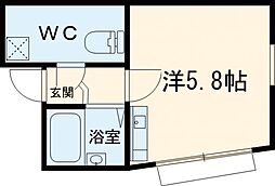 京王線 つつじヶ丘駅 徒歩4分の賃貸マンション 3階ワンルームの間取り