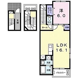 イーストグレイスA 1LDKの間取図画像