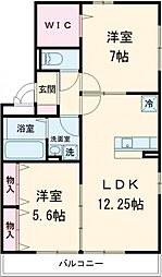 アズーリセブン 2LDKの間取図画像