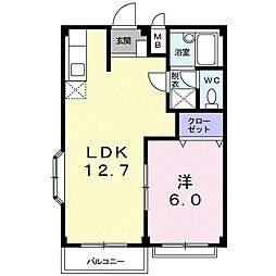 エルディム高橋 2階1LDKの間取り