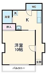 マンション港 1階1Kの間取り