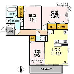 アンダー　フォレスト 2階3LDKの間取り