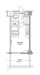 ザ・パークハビオ三軒茶屋テラス 1階1Kの間取り