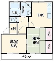 JR飯田線 三河一宮駅 徒歩10分の賃貸アパート 1階2DKの間取り