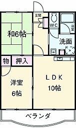 ヴィラオアシス 2LDKの間取図画像