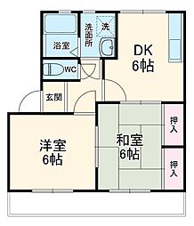 グレイス村田 2階2DKの間取り