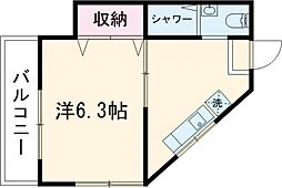 東急田園都市線 三軒茶屋駅 徒歩10分の賃貸マンション 3階1Kの間取り