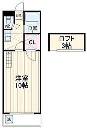 セザンヌ下地 2階1Kの間取り