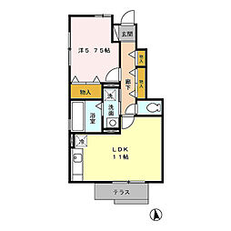 バイオ21　15−17 1階1LDKの間取り