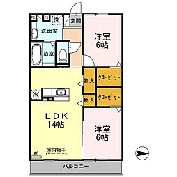 JR東海道本線 豊橋駅 バス21分 牛川下車 徒歩5分の賃貸アパート 3階2LDKの間取り
