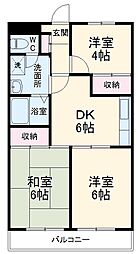 ハイデンス上の宮 3DKの間取図画像