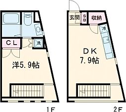 ラティエラ祐天寺 2階1LDKの間取り