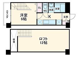 ロフティ新生 3階1Kの間取り