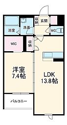 JR埼京線 与野本町駅 徒歩18分の賃貸マンション 2階1LDKの間取り