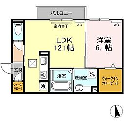 名鉄豊川線 八幡駅 徒歩5分の賃貸アパート 1階1LDKの間取り