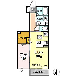 JR東海道新幹線 豊橋駅 徒歩19分の賃貸アパート 1階1LDKの間取り