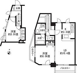 レジディア三軒茶屋II 7階2LDKの間取り