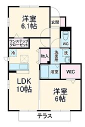 JR武蔵野線 西浦和駅 徒歩7分の賃貸アパート 1階2LDKの間取り