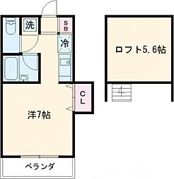 ハビタ不動前 2階ワンルームの間取り