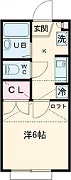 ＣＲＡＤＬＥ 2階1Kの間取り