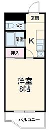 フィオーレ88 2階1Kの間取り