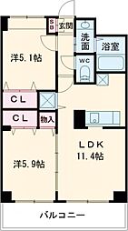 東急東横線 学芸大学駅 徒歩14分の賃貸マンション 4階2LDKの間取り
