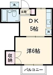 コスモ・ポーリ 2階1DKの間取り