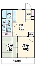 ヴィアーレＦ 1階2DKの間取り