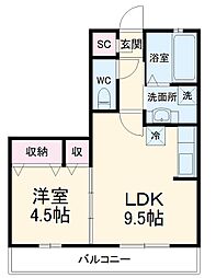 デカルト 3階1LDKの間取り
