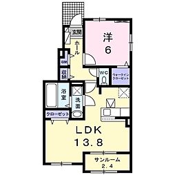 ロリンズガーデン3 1LDKの間取図画像
