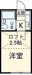 ジュネスお花茶屋 1階1Kの間取り
